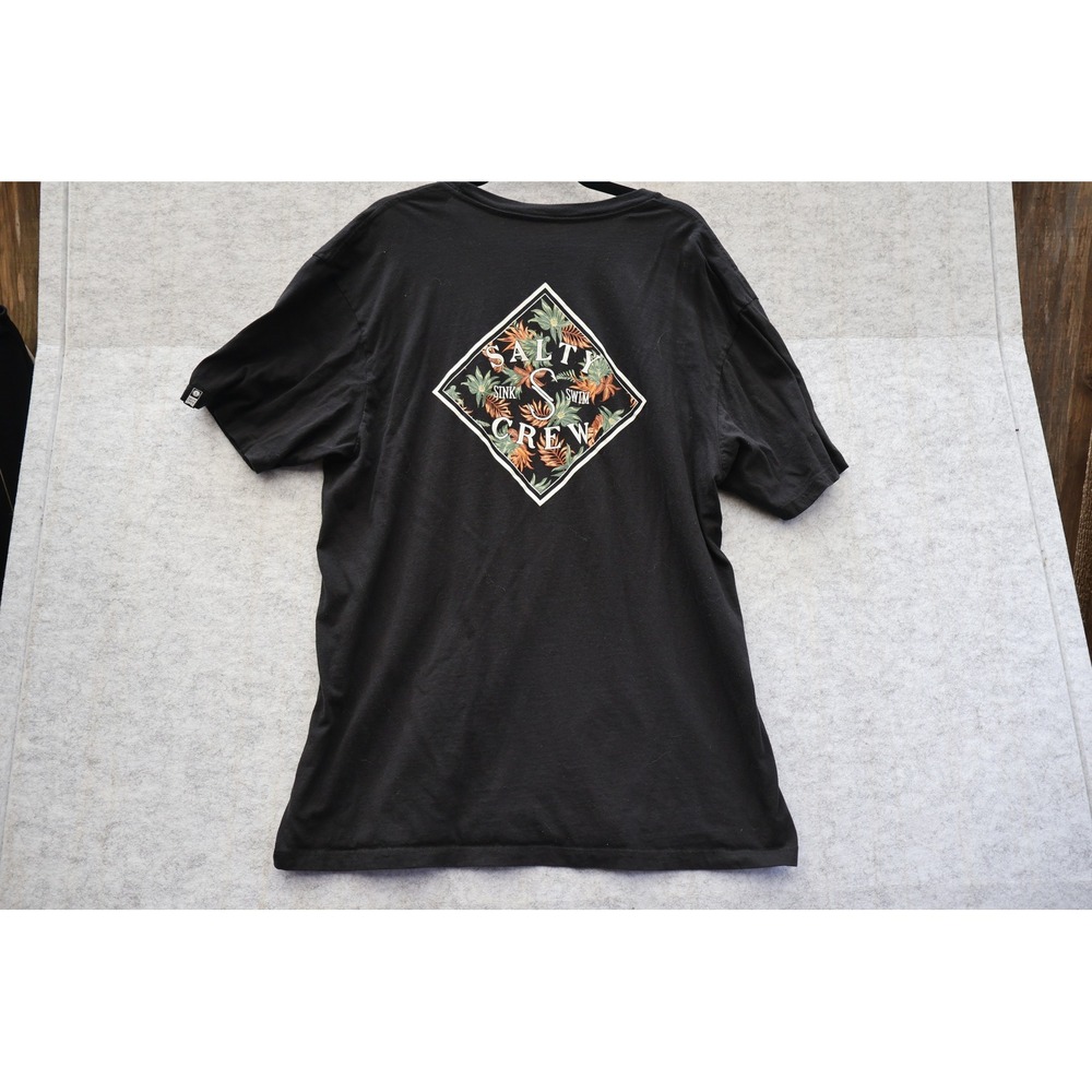 Salty Crew Mens XL Black Tropical‎ Floral Diamond Graphic T-Shirt Sink Or Swim